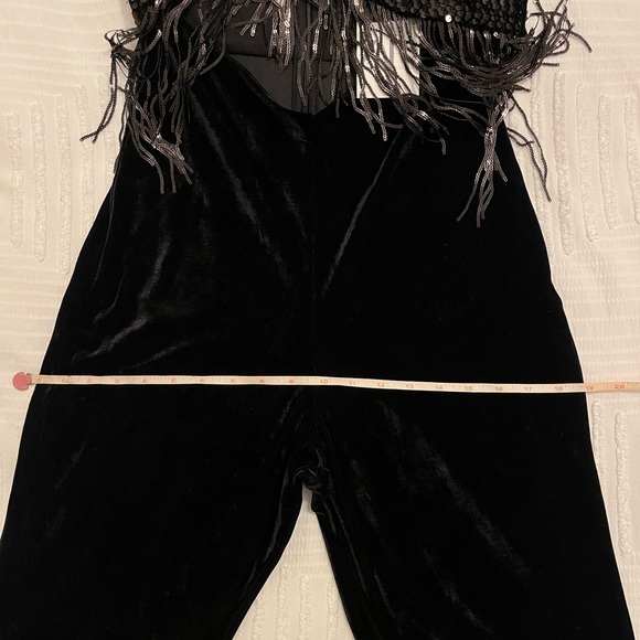 ✨ NWT Zara Fringed Sequin Velvet Jumpsuit ✨ - Picture 8 of 9